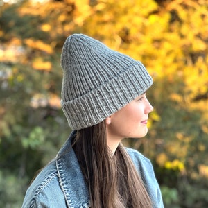 Madeline Rib Hat Knitting Pattern 268, Beanie Hat in five sizes Baby, Toddler, Child, Adults, Unisex Hat, Bulky Weight