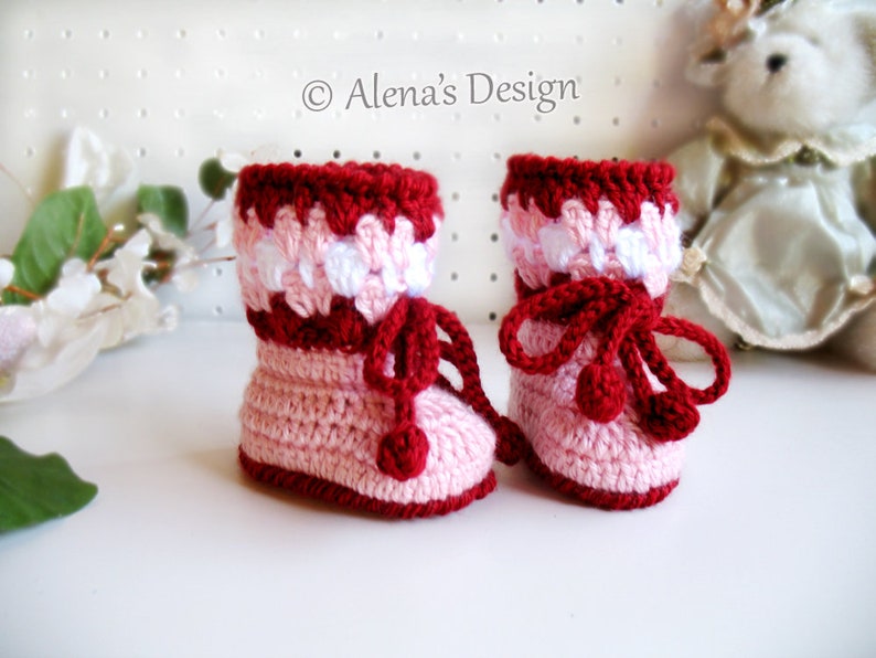 Crochet Pattern Blossom Baby Booties Cherries Booties Crochet Booties with Flower Slippers Baby Girl Baby Shower Gift Christmas Crochet