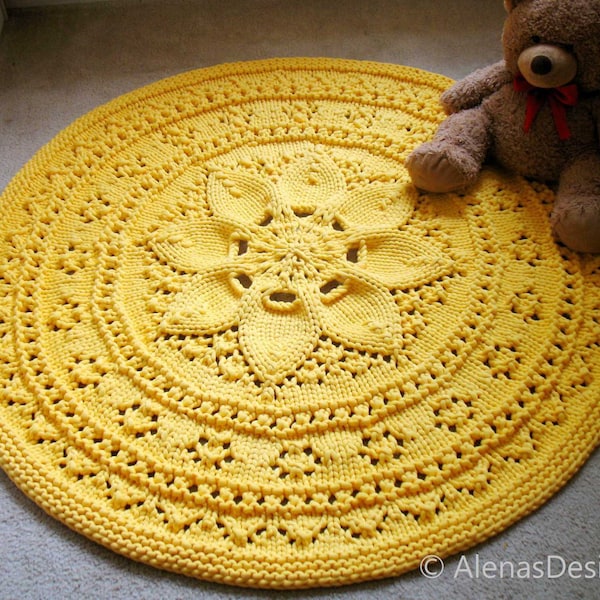 Floral Lace Rug Knitting Pattern 251
