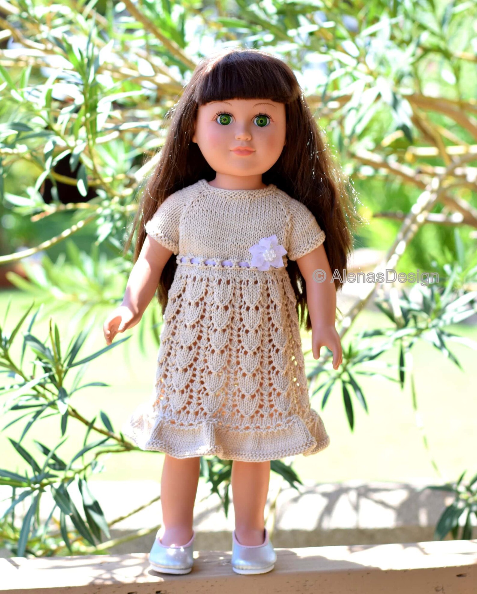 Doll Dress Knitting Pattern for 14.5", 18" and 19.5" Dolls, Tulip Lace ...