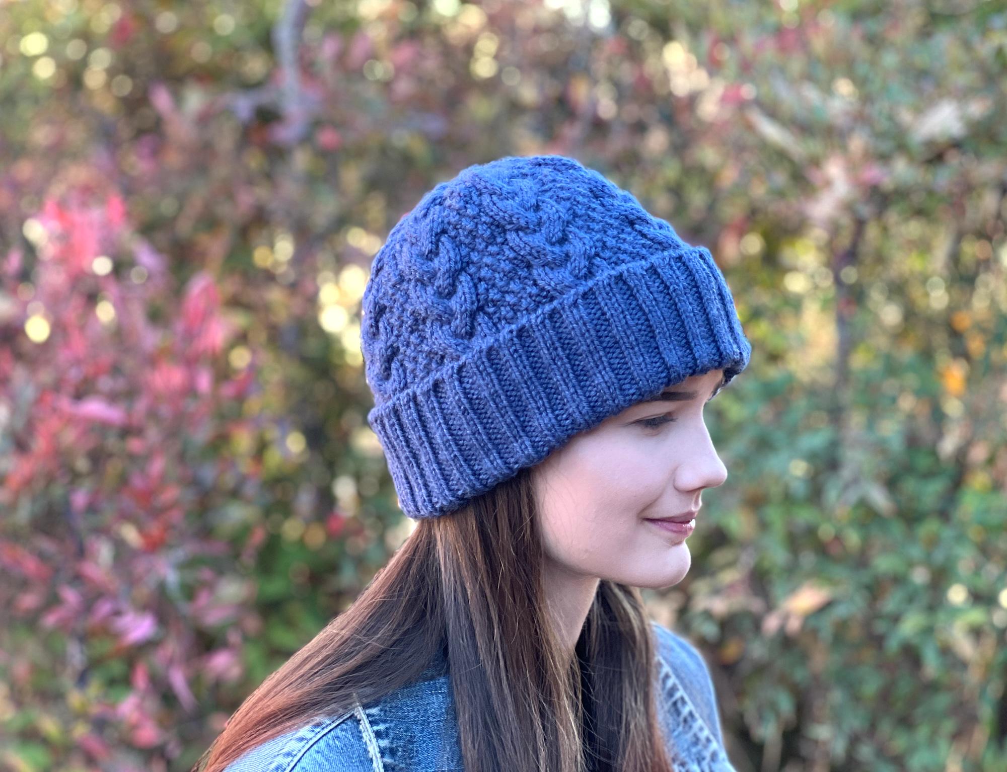 Braided Cable Hat Knitting Pattern, Slouchy Beanie Pattern, Knit Hat ...