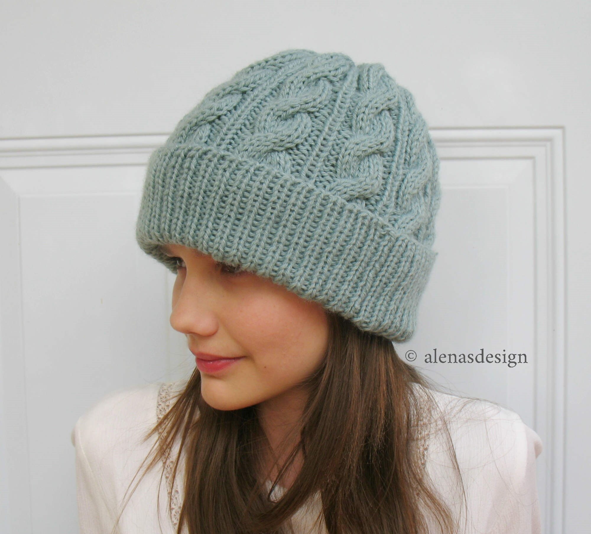 Knit Hat Pattern Cabled Hat Pattern Slouchy Beanie Pattern - Etsy