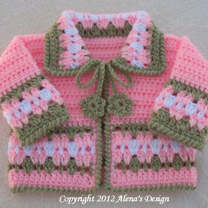 Crochet Pattern 045 Blossom Baby Jacket 3, 6, 12, 24 months Baby Jacket Toddler Sweater Baby Girl Doll Winter Sweater Cardigan Coat image 5