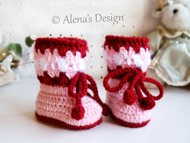 Crochet Pattern Blossom Baby Booties Cherries Booties Crochet Booties with Flower Slippers Baby Girl Baby Shower Gift Christmas Crochet