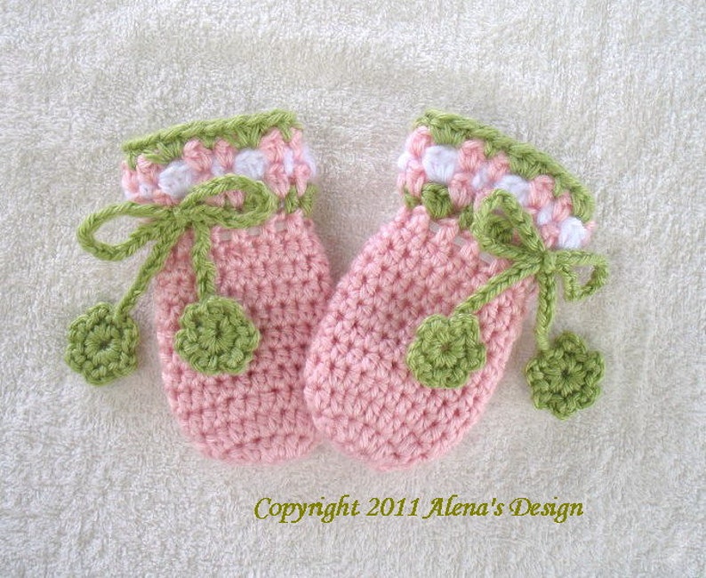 Crochet PATTERN Set Blossom Hat Baby Booties Baby Thumb-less Mittens Crochet Patterns Baby Girl Toddler Children Ear Flap Hat Pink Booties image 3