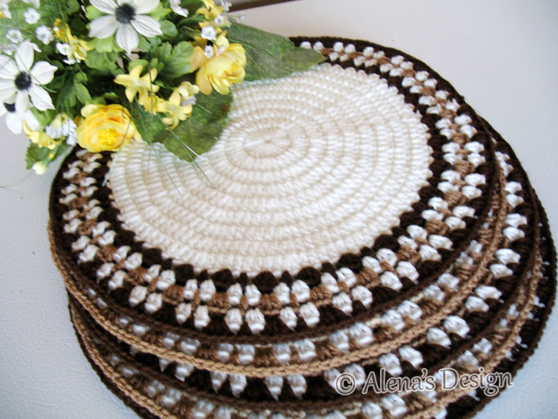 Crochet Placemat Pattern 166 Intricate Banded Placemat Round Etsy