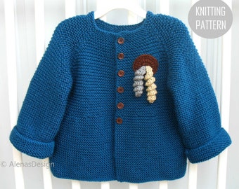 Knitting Pattern 228 | Baby Sweater Embellished Cardigan Jacket Coat Toddler Baby Boy Baby Girl 3, 6, 12, 24 months Knitting Patterns