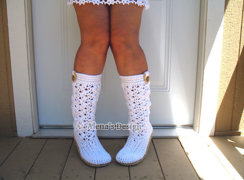 Crochet Boot Pattern Crochet Pattern 138 Elegant Women's Boots Ladies Crochet White Slippers Pattern Lace Boots Winter Christmas Gift image 5