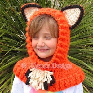 Crochet Cowl Pattern 120, Hooded Cowl with Ears, Animals Hat Pattern, Wolf Fox Cat Bear Cowl, Ears Pattern, Neck Warmer Crochet Pattern
