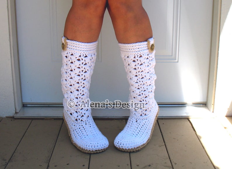 Crochet Boot Pattern Crochet Pattern 138 Elegant Women's Boots Ladies Crochet White Slippers Pattern Lace Boots Winter Christmas Gift image 4