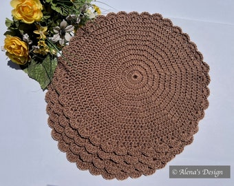 Crochet Placemat Pattern 266 Scallop Edged Round Placemat, DIY Doily, Table Decoration, Fall Home Decor