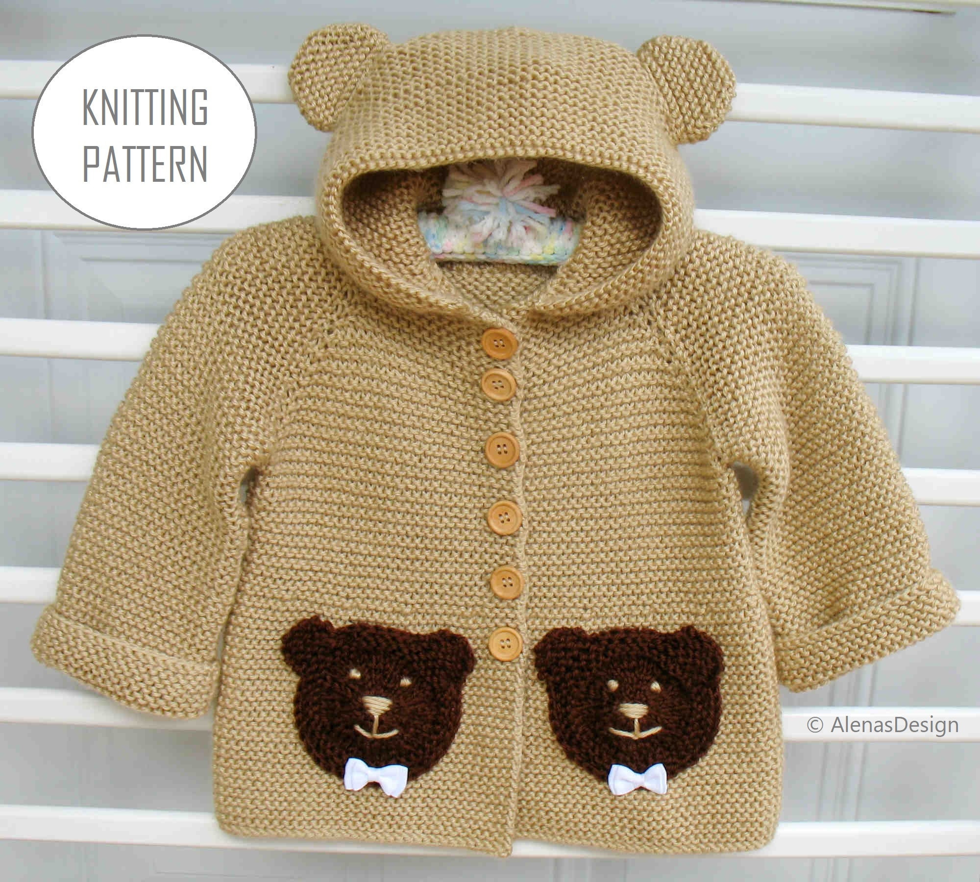 Baby Bear Hoodie Knitting Pattern 239 Baby Hooded Jacket Knit Cardigan Pattern Baby Toddler Sweater 3 6 12 24 Months Bear Coat Etsy