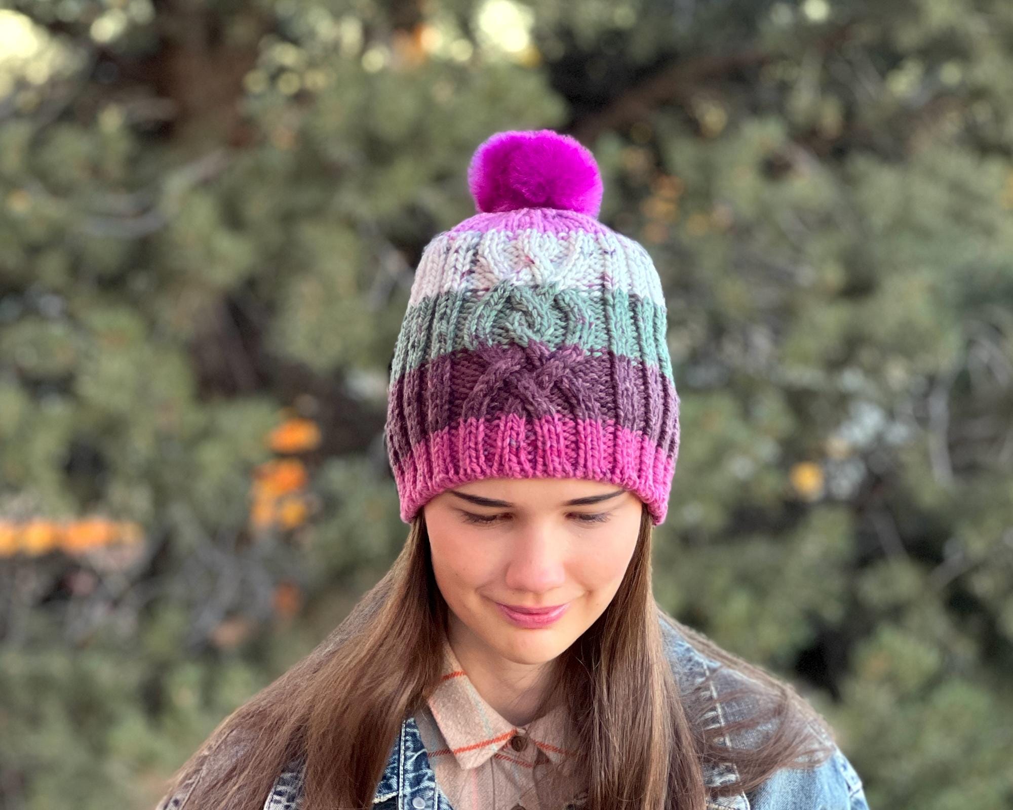 Cable Knit Hat Pattern | Aidan Cabled Hat Pattern | Slouchy Beanie in ...