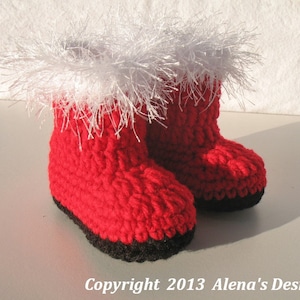 Crochet Pattern 090  - Baby Santa Booties 0-3, 3-6, 6-9, 9-12 months - Christmas - Baby Booties - Baby Boy  Baby Girl - Christmas Decoration