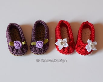 13 and 14.5 inch Doll Crochet Shoes Pattern | Crochet Pattern #189