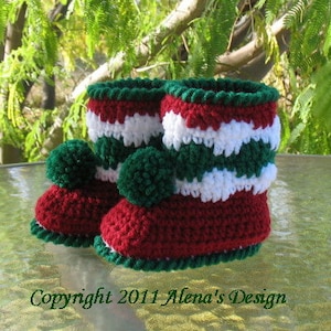 Crochet Pattern 027 | Christmas Baby Pom-Pom Booties