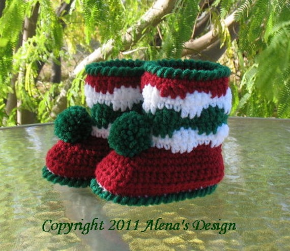 Crochet Pattern 027 Christmas Baby Pom pom Booties Etsy Canada