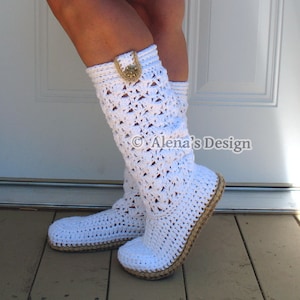 Crochet Boot Pattern Crochet Pattern 138 Elegant Women's Boots Ladies Crochet White Slippers Pattern Lace Boots Winter Christmas Gift image 3