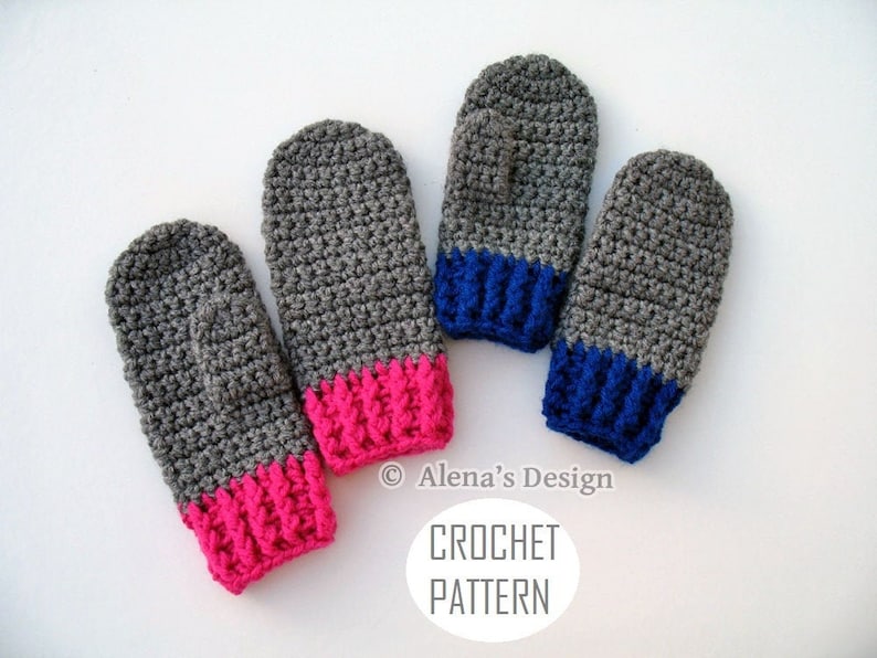 Crochet Mitten Pattern 104 for Childrens Mittens Abby in four sizes Mittens Patterns Crochet Glove Pattern Kids Mittens Toddler Child image 1