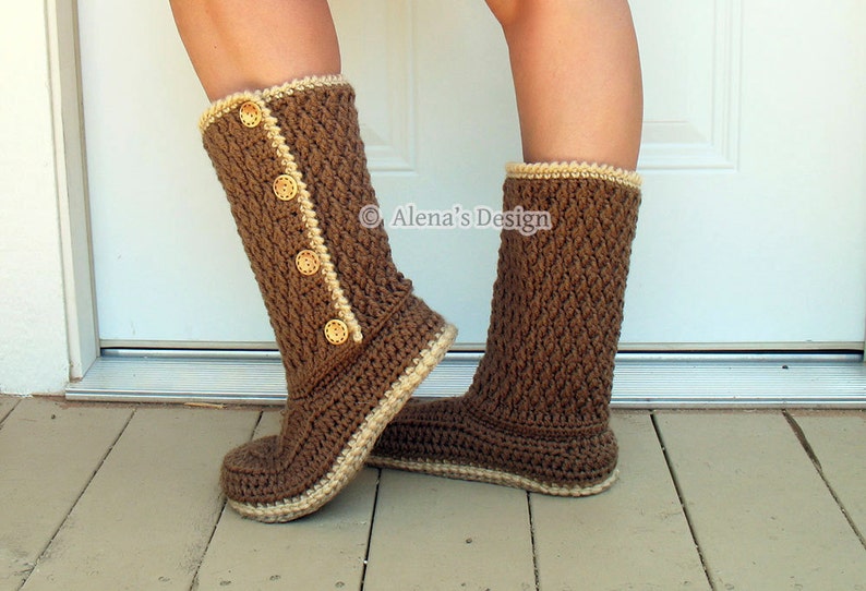 Crochet Slipper Boot Pattern, Crochet Boot Pattern, House Slipper Pattern, Buttoned Women's Boots, Crochet Pattern 137 image 3