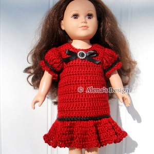 Crochet Pattern 151 Holiday Doll Dress American Doll Crochet Patterns 18 inch Dolls Outfit Clothing Red Doll Dress Christmas Gift for Girl image 3