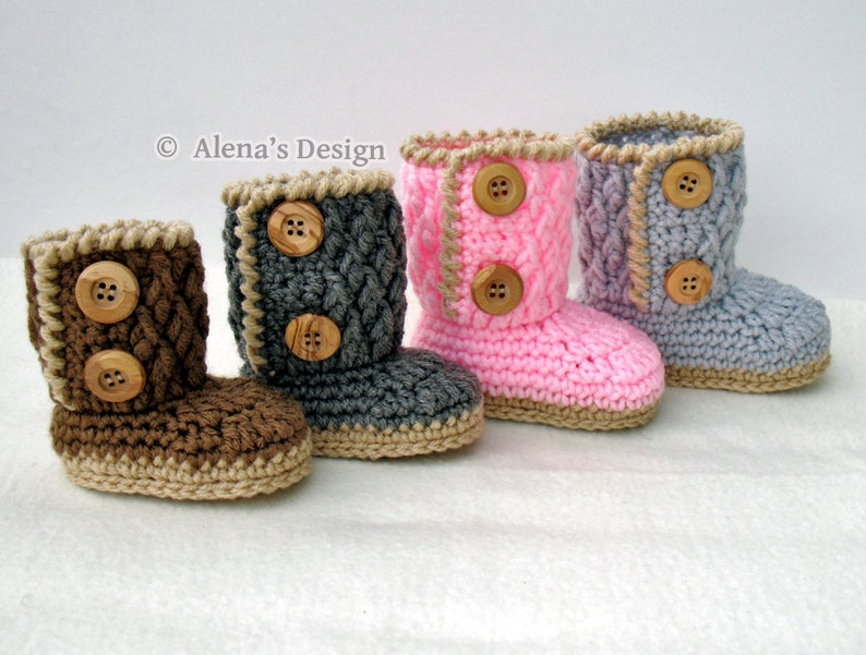 Crochet Pattern 091 TwoButton Baby Booties Baby Booties Baby Etsy