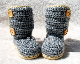 Buttoned Baby Booties | Crochet Pattern 163 |  3, 6, 9, 12 months