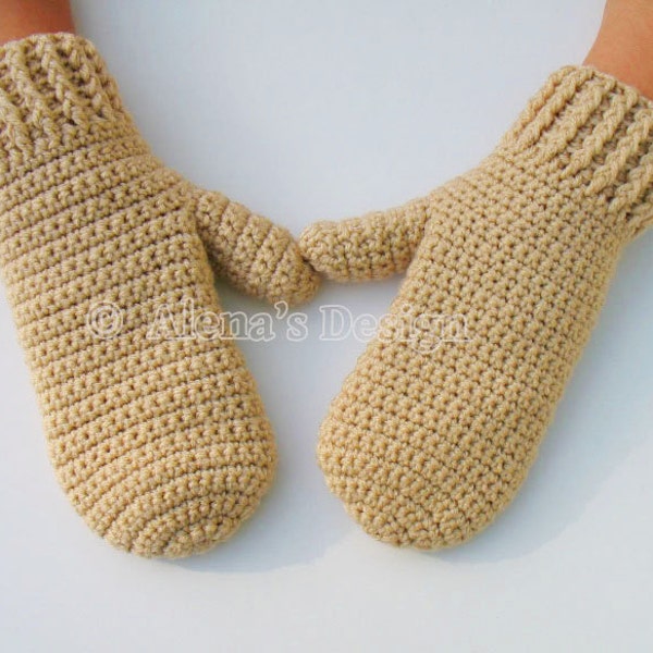 Adult Mittens in three sizes Crochet Pattern 105 Adult Teen Men Women