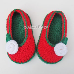 Crochet Pattern #109 Christmas Slippers | Toddler Rose Shoes