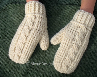 Crochet Mitten Pattern #247 Children Mittens Cabled Mittens Kids Toddler Mittens