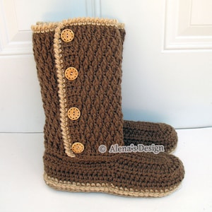 Crochet Slipper Boot Pattern, Crochet Boot Pattern, House Slipper Pattern, Buttoned Women's Boots, Crochet Pattern 137 image 4