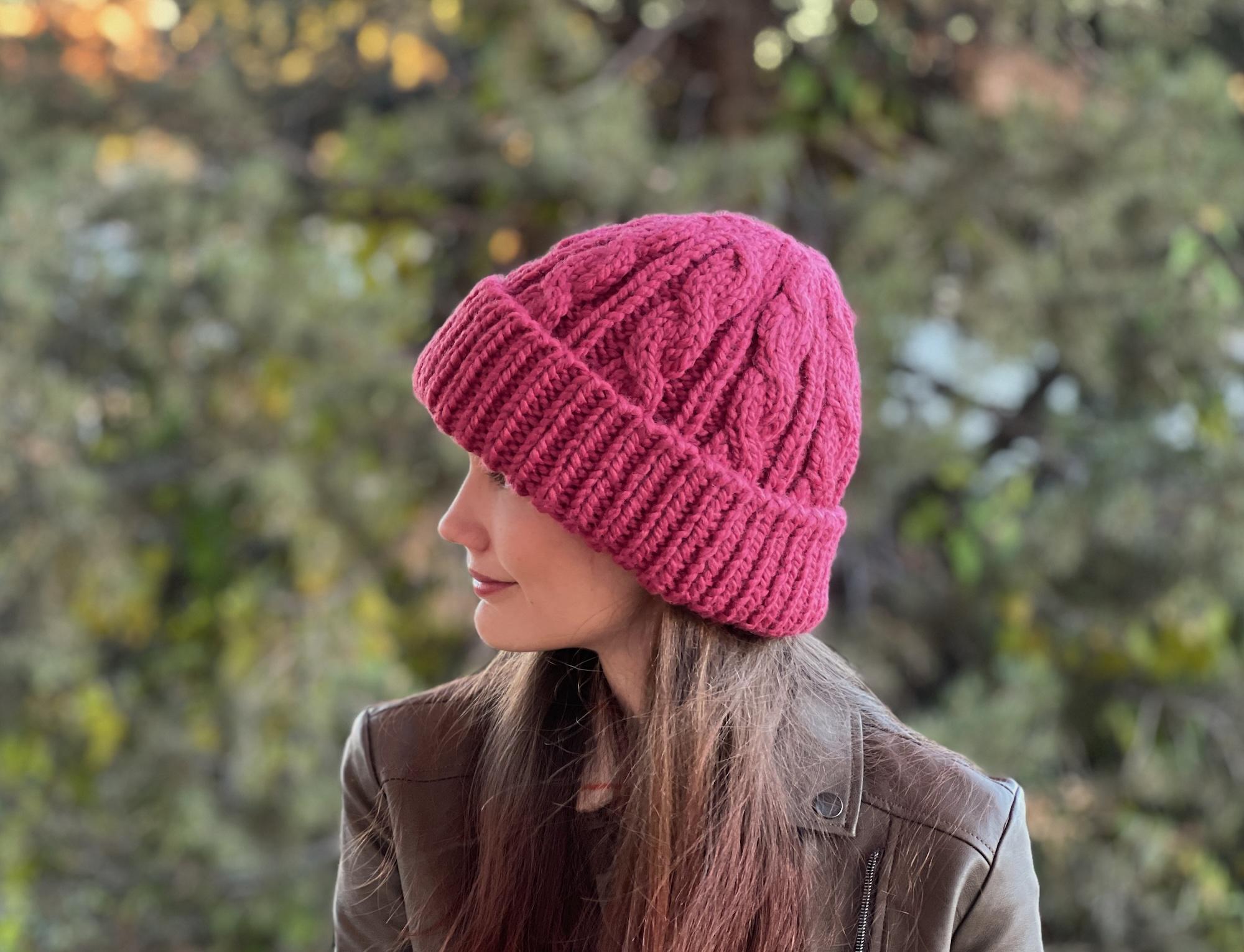 Cabled Hat Pattern, Chunky Knit Beanie Pattern, Slouchy Hat Pattern ...