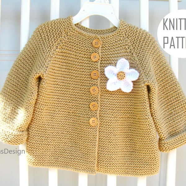 Baby Sweater Knitting Pattern, Cardigan Knitting Pattern, Knit Sweater Pattern, Toddler Buttoned Jacket, Knitting Pattern 228, Easy Pattern
