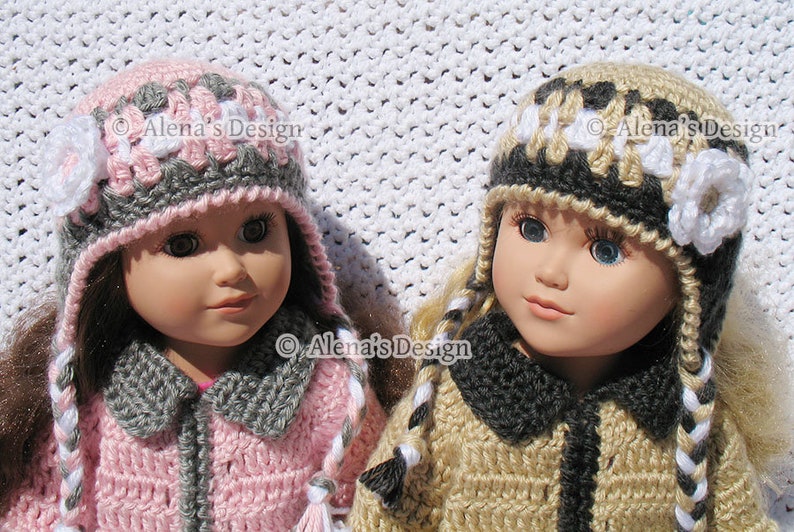 18 inch Doll Clothes Crochet Patterns American Doll Crochet Pattern Jacket Boots Ear Flap Hat Dolls Sweater Christmas Gift for Girl image 8