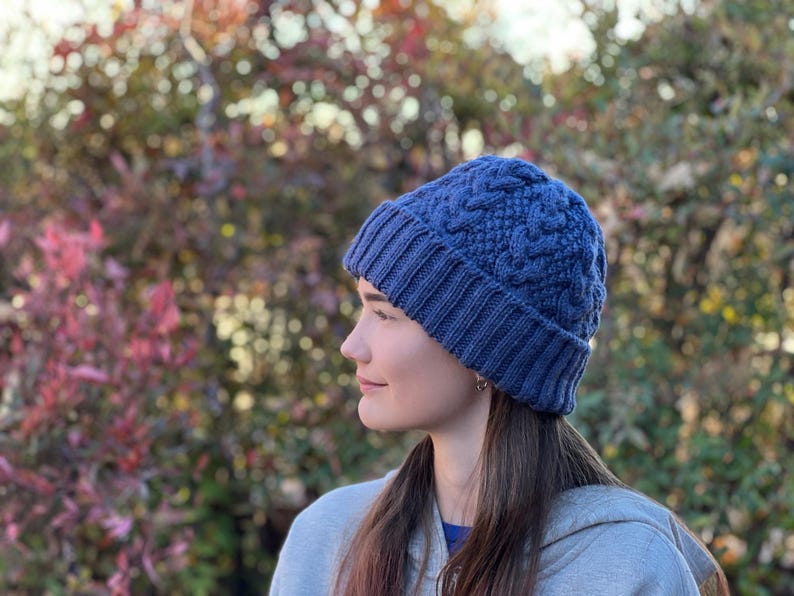 Braided Cable Hat Knitting Pattern, Slouchy Beanie Pattern, Knit Hat ...