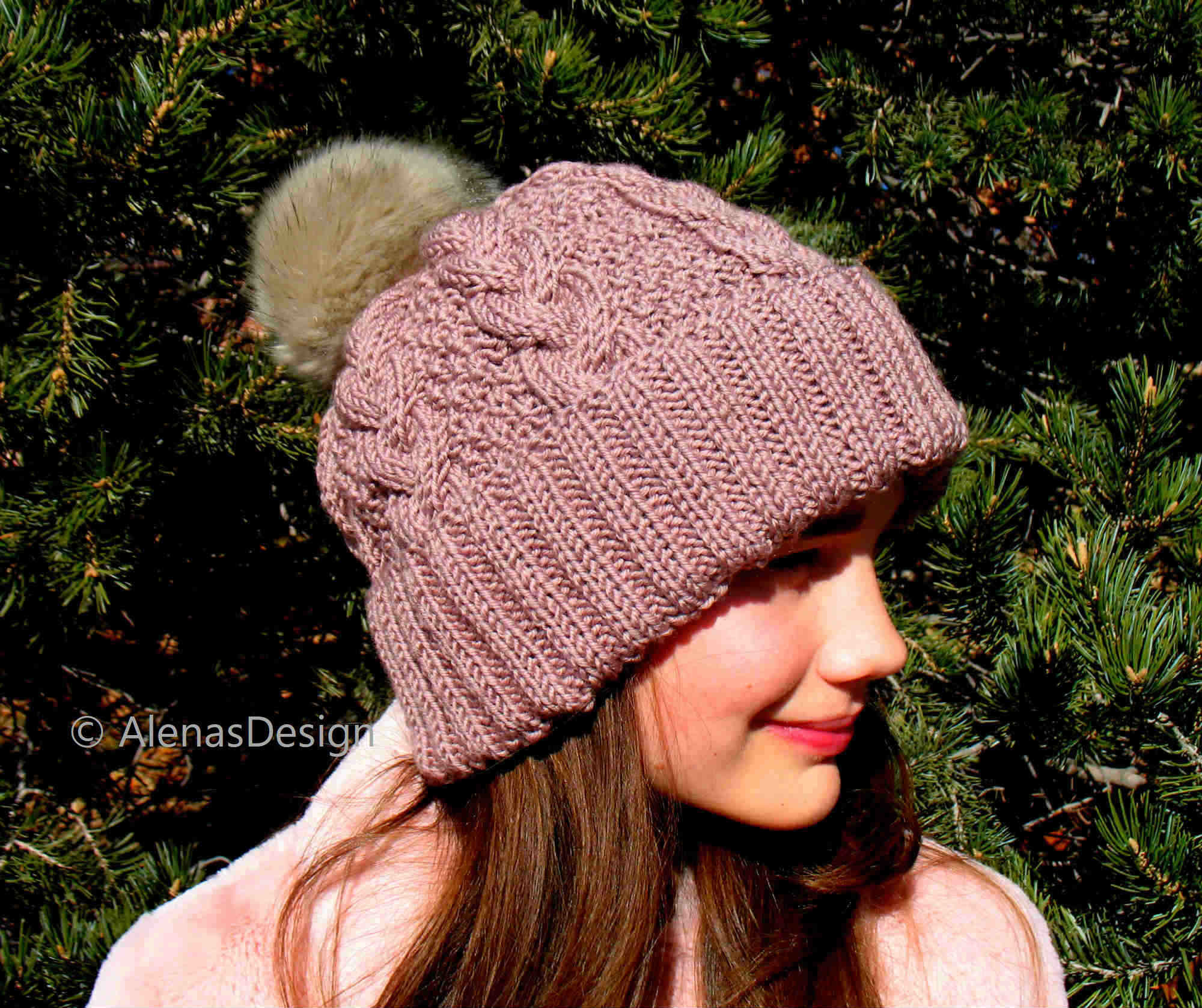Braided Cable Hat Knitting Pattern, Slouchy Beanie Pattern, Knit Hat ...