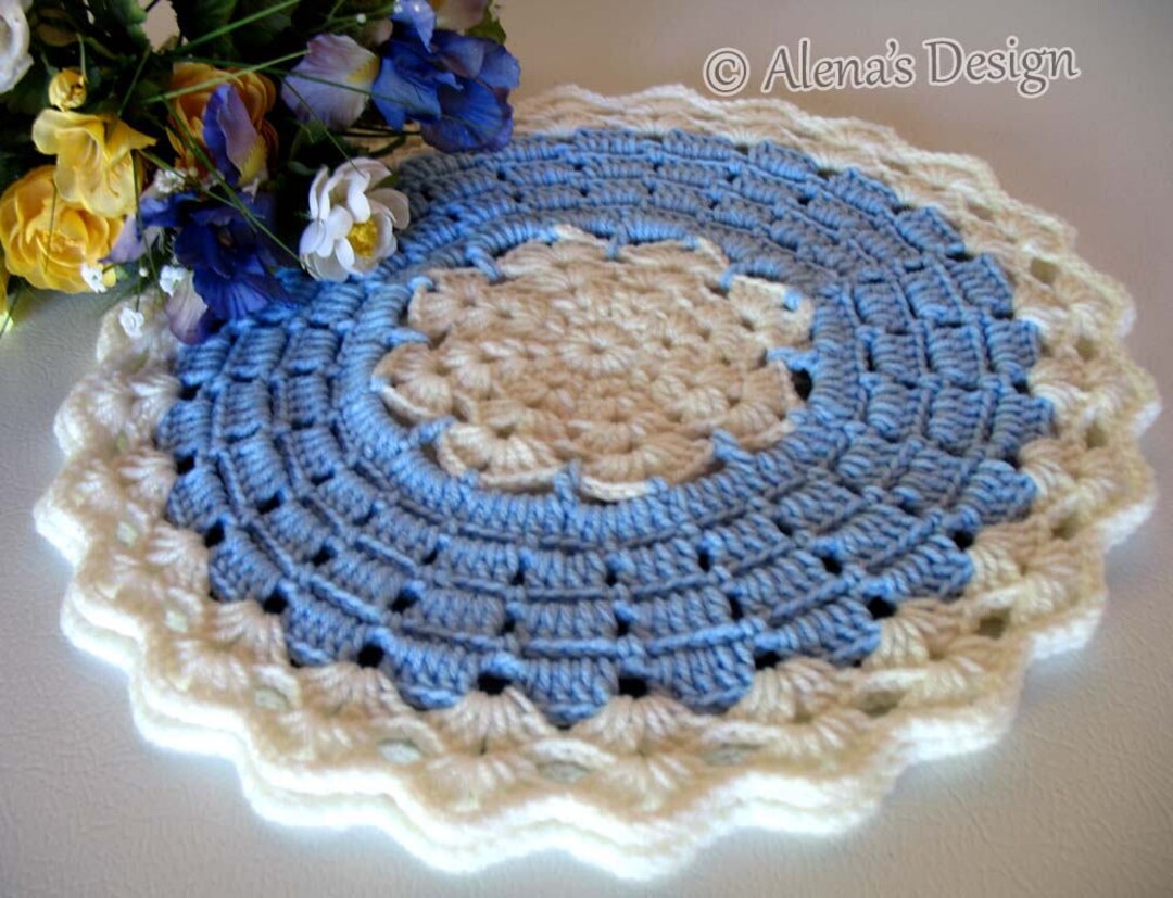 Crochet Placemat Pattern 191 Blue Winter Placemat Crochet Patterns DIY