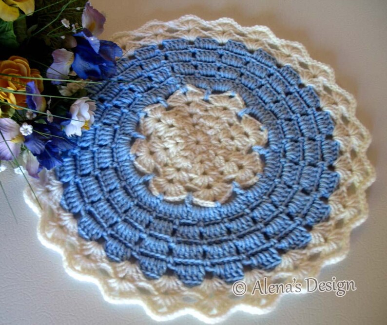 Crochet Placemat Pattern 191 Blue Winter Placemat Crochet Etsy