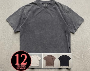 Retro Comfort Colors 1717 Flat Lay Mockup Bundle: CC1717 Vintage Look Flatlay Mockups, C1717