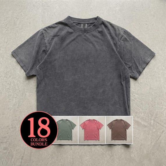 Retro Comfort Colors 1717 Flat Lay Mockup Bundle: CC1717 Vintage Look Flatlay Mockups, C1717