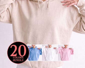 Gildan 18500 Mockup Bundle Women: Hoodie Front Mockups, Female Model Pullover Mock Up