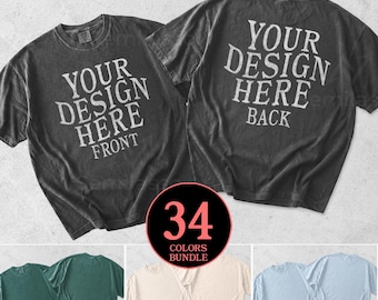 C1717 Front & Back Mockup Bundle, Comfort Colors 1717 Flat Lay Back Mockups, Realistic CC1717