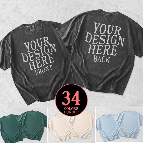 C1717 Front & Back Mockup Bundle, Comfort Colors 1717 Flat Lay Back Mockups, Realistic CC1717