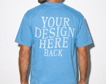 Comfort Colors 1717 Royal Caribe Back Male Mockup: CC1717 T Shirt Mockups, C1717