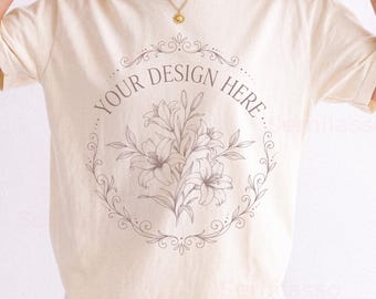 Comfort Colors 1717 Ivory Mockup Women: C1717 Female Model Mockups, Professional Studio
