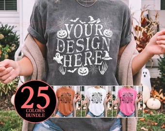 C1717 Halloween Mockup Bundle: Comfort Colors 1717 Fall Women Model Mockups, CC1717 Female Autumn