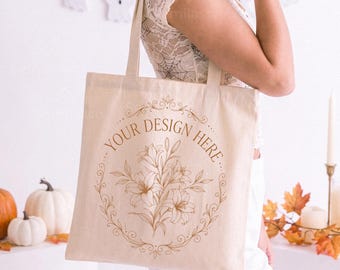 Tote Bag Mockup Natural: Halloween OAD113 Liberty Bags Cotton Canvas Lifestyle Mock-Up