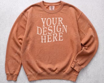 Comfort Colors 1466 Yam Mockup: C1466 Flat Lay Mockups, CC Sweatshirt Mock-Up, Crewneck Streetwear