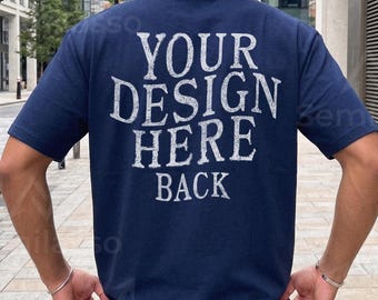 Comfort Colors 1717 True Navy Mockup Male Back: Urban C1717 Lifestyle Mockups Men