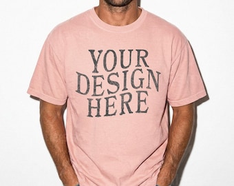 Comfort Colors 1717 Peachy Male Model Mockup: CC1717 Minimalistic Mockups, C1717 Template